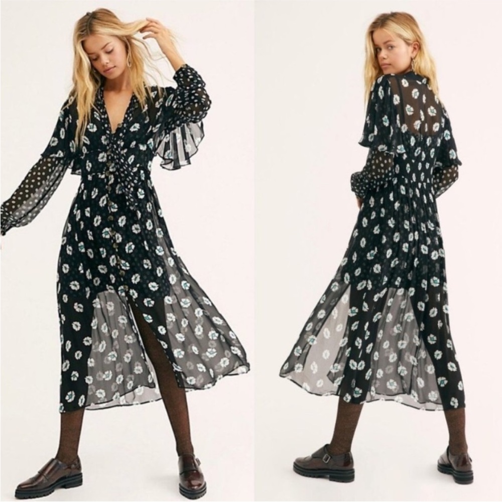 COPY - Free People maxi, two piece , mini slip dress with maxi mesh cover